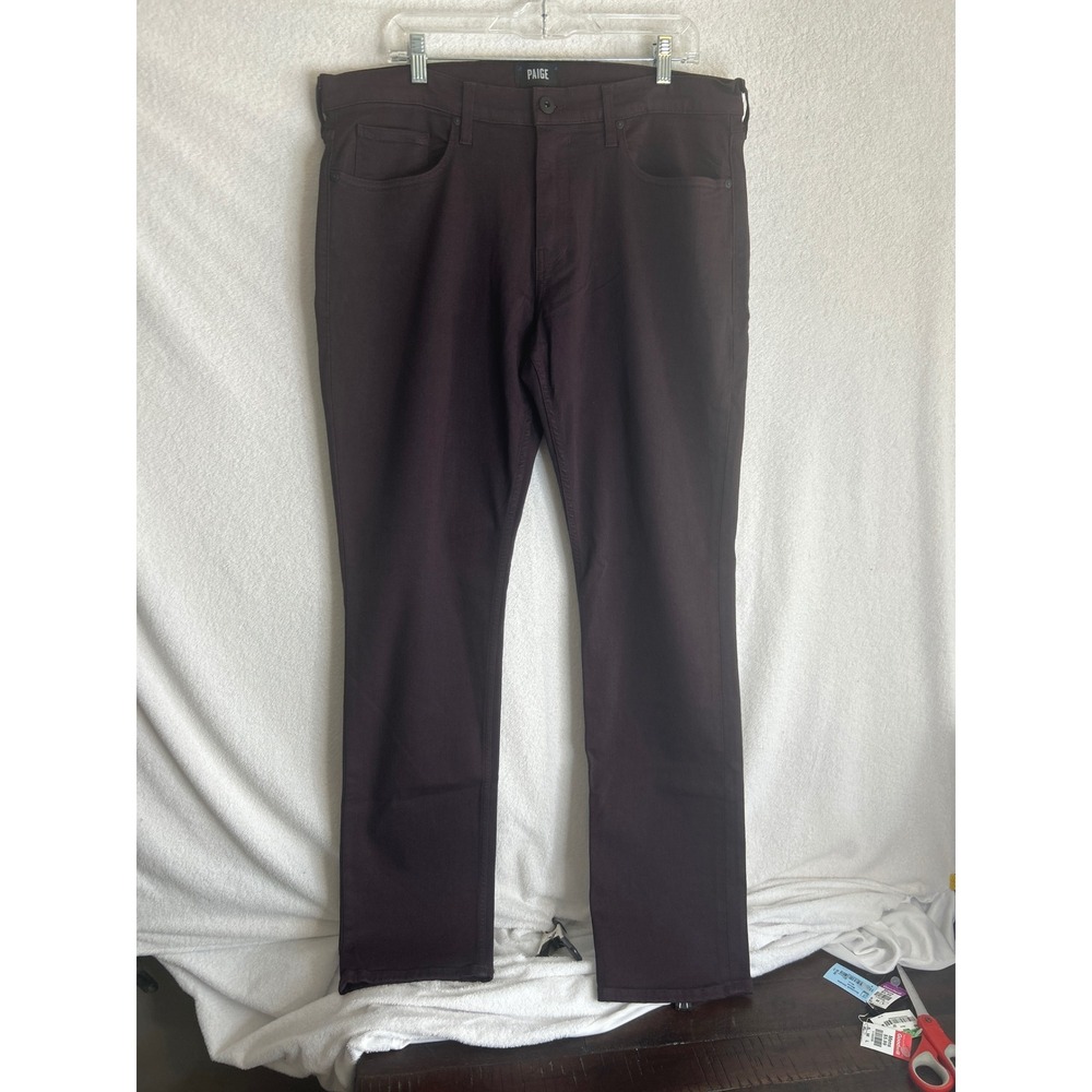 NWT Paige Federal Slim Straight Leg Pants Dark Port Burgundy Mens 36